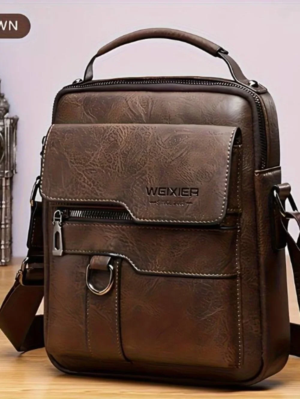 Genuine Leather Backpack Vintage Large Capacity Crossbody Multiple Pockets